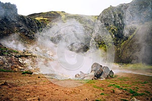 Fumarole field in Namafjall, Iceland.