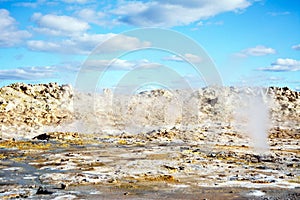 Fumarole field in Namafjall, Iceland.