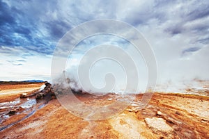 Fumarole field in Namafjall. Iceland