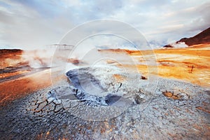 Fumarole field in Namafjall Iceland.