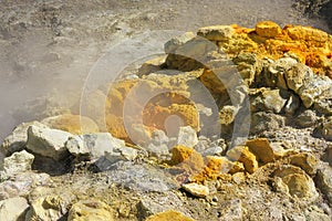 A fumarole in the Solfatara crater in the Phlegraean Fields in Italy