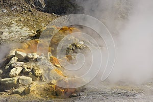 Fumarole in the Solfatara crater in the Phlegraean Fields in Italy photo