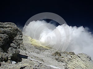 Fumarole under top of volcano Demavend