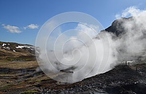 Fumaroles in a Geothermally Active Area of Iceland