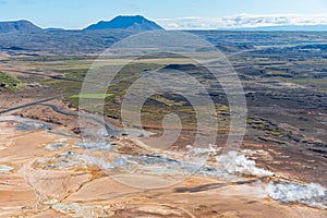 Fumaroles and mud pools at Hverir, Iceland