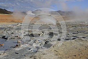 Fumaroles volcanic boiling mud pots