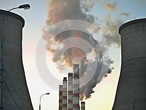Fuming industrial tubes chimneys