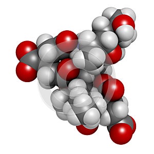 Fumonisin B1 mycotoxin molecule. Fungal toxin produced by some Fusarium molds, often present in corn and other cereals. 3D photo