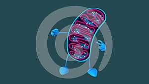 Fun 3D cartoon mitochondria