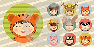 Fun animal costumes, avatars set