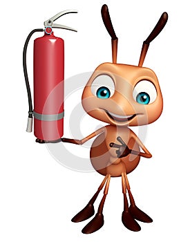 fun Ant cartoon character with fire extinguisher