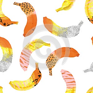 Fun bananas print in memphis style interpretation