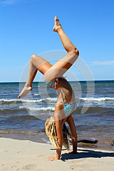 Handstand at the beach