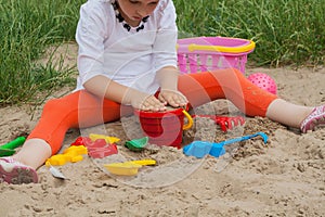 Fun at the beach with colorful toys