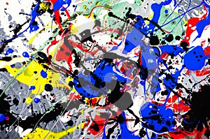 Fun beautiful composition artwork design of colorful abstract art expression with fun brush stroke and point watercolor ink