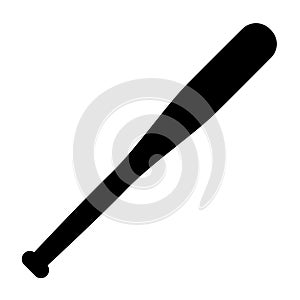 Fun Black Baseball Bat Icon on the white background. Club