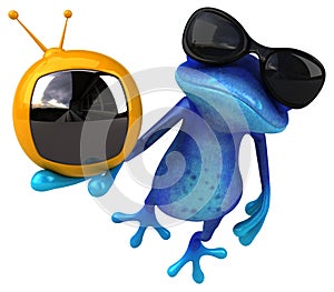 Fun blue frog - 3D Illustration