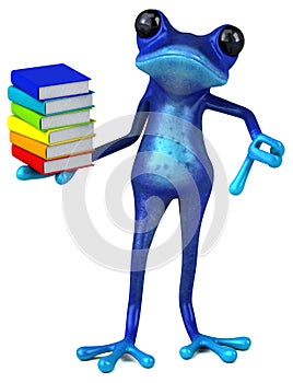 Fun blue frog - 3D Illustration