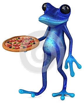 Fun blue frog - 3D Illustration