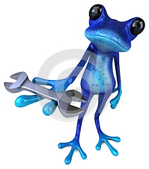 Fun blue frog - 3D Illustration