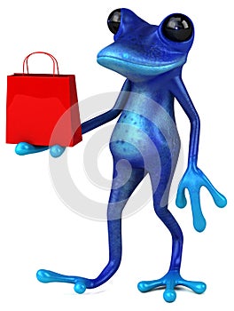 Fun blue frog - 3D Illustration