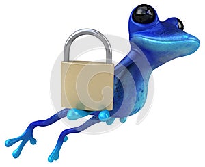 Fun blue frog - 3D Illustration