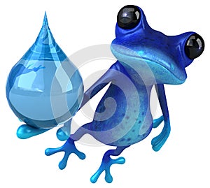 Fun blue frog - 3D Illustration