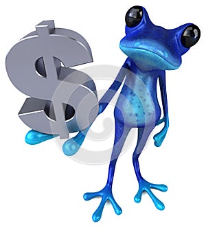 Fun blue frog - 3D Illustration