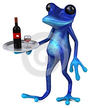 Fun blue frog - 3D Illustration