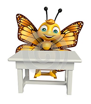 fun Butterfly cartoon character with table and chair