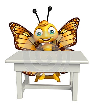 fun Butterfly cartoon character with table and chair