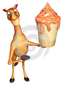 Fun Camel cartoon character with ice cream