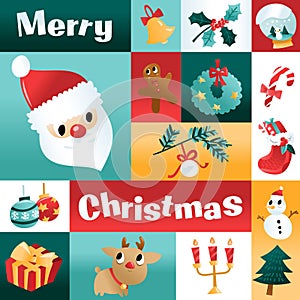 Fun Cartoon Christmas Holiday Mosaic Decoration