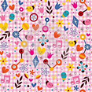 Fun cartoon nature seamless pattern