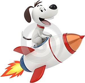 Cartoon rocket puppy, perfect for playful space-themed designs. photo