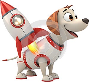 Cartoon rocket puppy, perfect for playful space-themed designs. photo