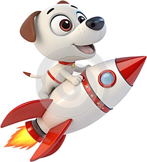 Cartoon rocket puppy, perfect for playful space-themed designs. photo