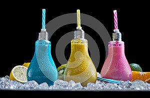 Fun chilled cocktails in colored glass bulbs