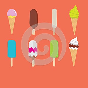 fun color ice cream flat design