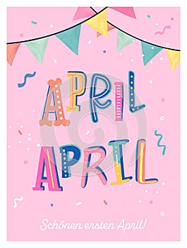 Fun and colorful April Fools\' design, detailed Typography and party background, great for web banners