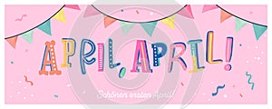 Fun and colorful April Fools\' design, detailed Typography and party background, great for web banners