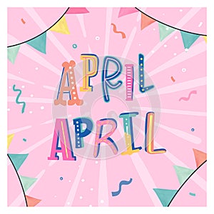 Fun and colorful April Fools\' design, detailed Typography and party background, great for web banners, wallpapers