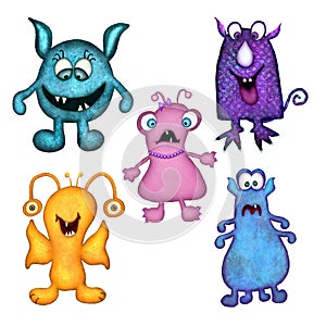 Fun Colorful Monsters Set of Five