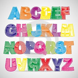 Fun colorful scratched font