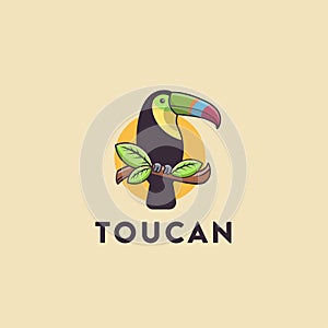 Fun colorful toucan logo mascot cartoon vector illustration