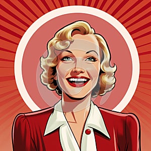 Fun Comic Style: Betty From The 1930s Smiling With Parallelogram