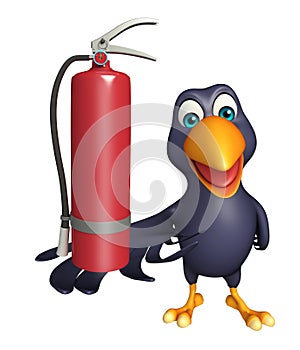 fun Crow cartoon character with fire extinguishing