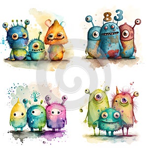 Fun Cute Cartoon Monsters for Kids Design Collection