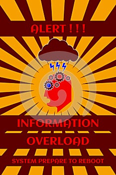 Fun cyberpunk poster. Alert!!! Information overload. System prepare to reboot