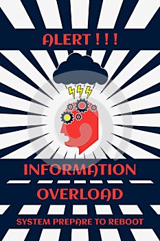 Fun cyberpunk poster. Alert!!! Information overload. System prepare to reboot